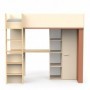Combined bed with desk CAMILLIA brown + beige + oak