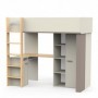 Combined bed with desk CAMILLIA brown + beige + oak