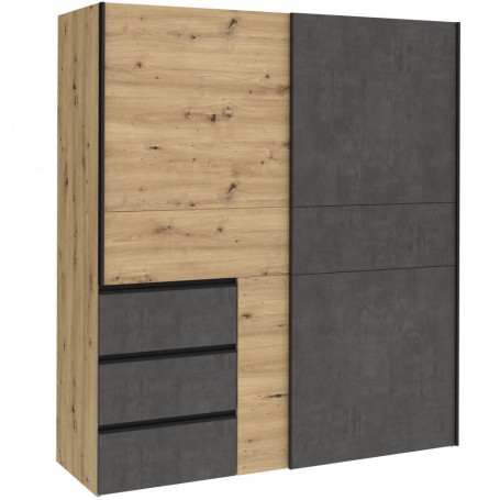 Wardrobe WINN 170 hrast + siva