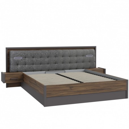 Bed PEMBURY 180x200 dark oak + grey