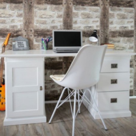 Office desk WOOD white + natur