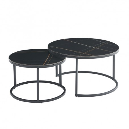 2-set coffee table TINCI black marble + gold